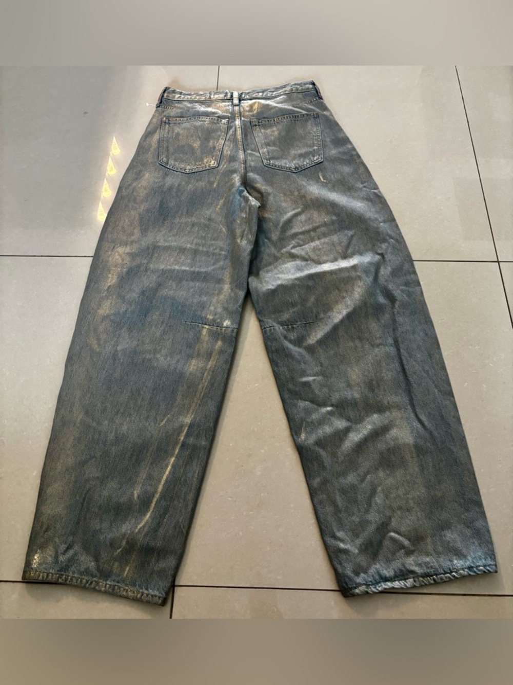 Universal Thread Relaxed Wide-Leg Metallic Black Jeans